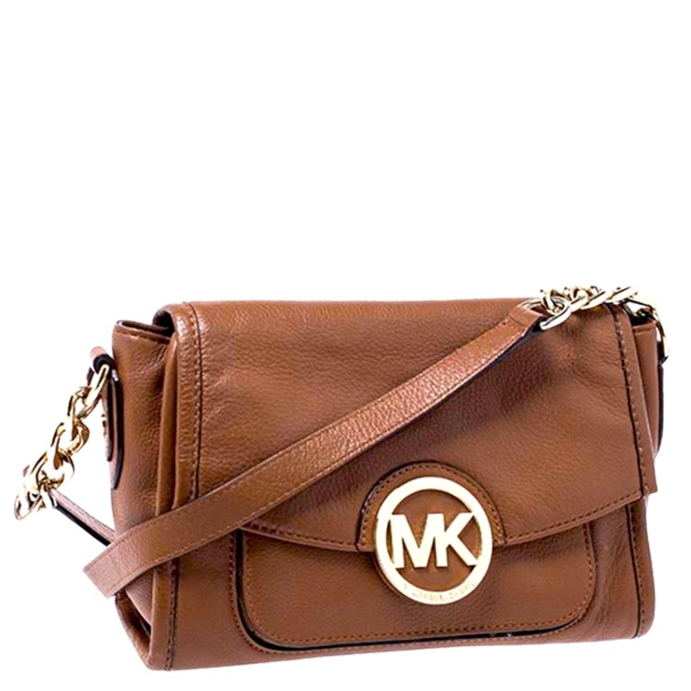 MICHAEL Michael Kors Brown Leather Flap Shoulder Bag